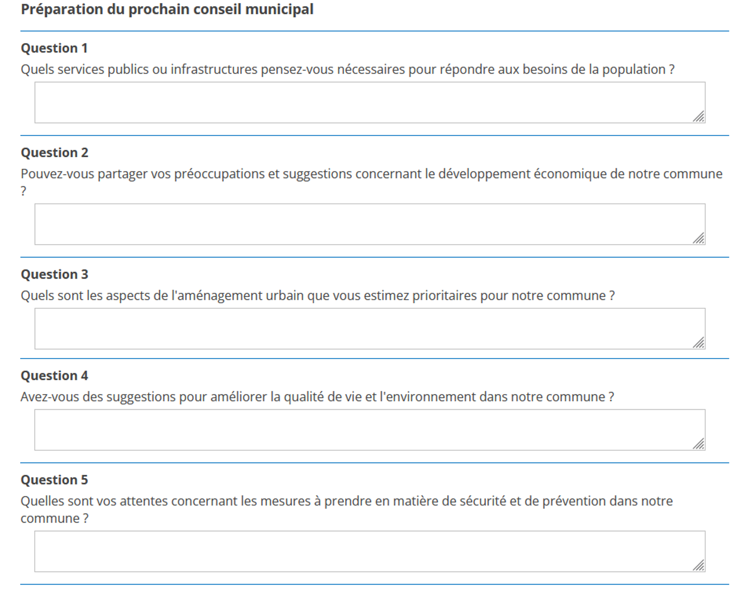 Questionnaire consultation questionnaire consultation citoyenne mairie