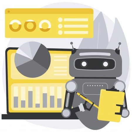 AI-powered marketing tools abstract concept vector illustration. IA analyse de questions ouvertes